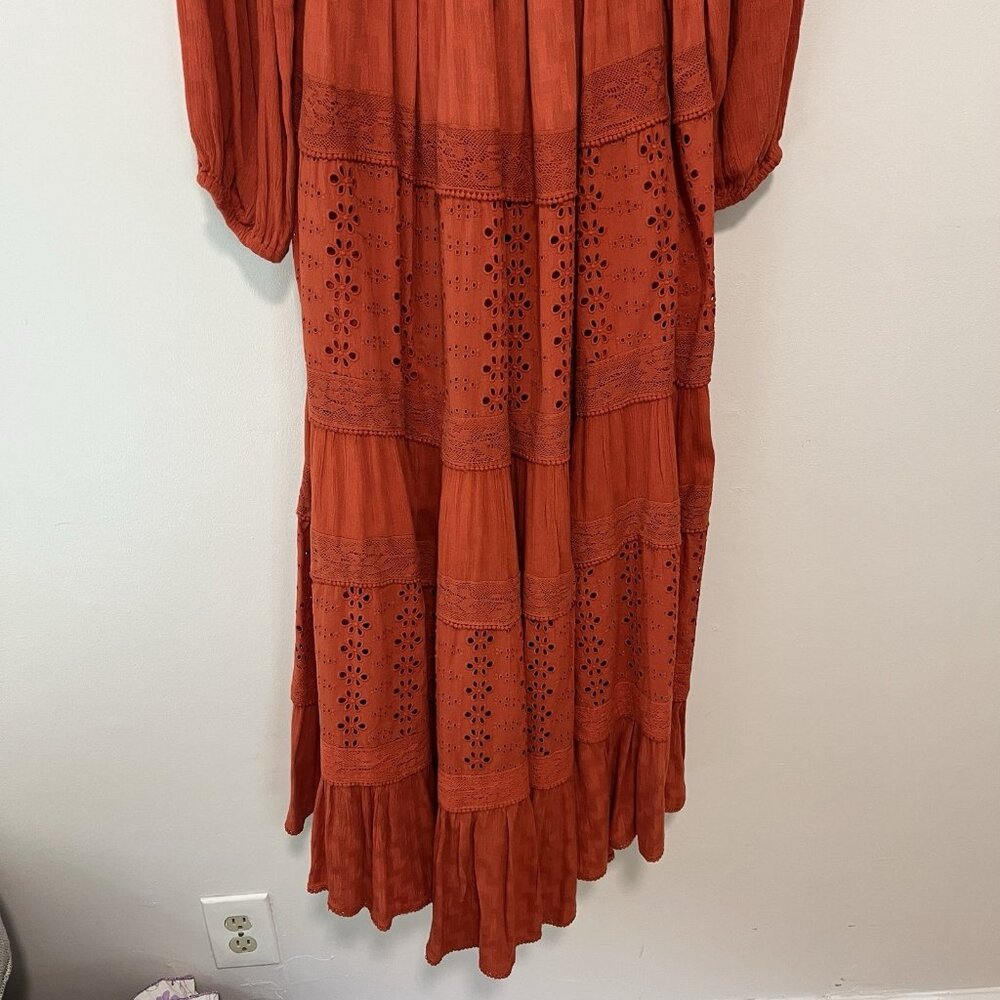 Free People Orange‎ Mockingbird Maxi Eyelet Open Back Dress Size XS - Picture 8 of 10